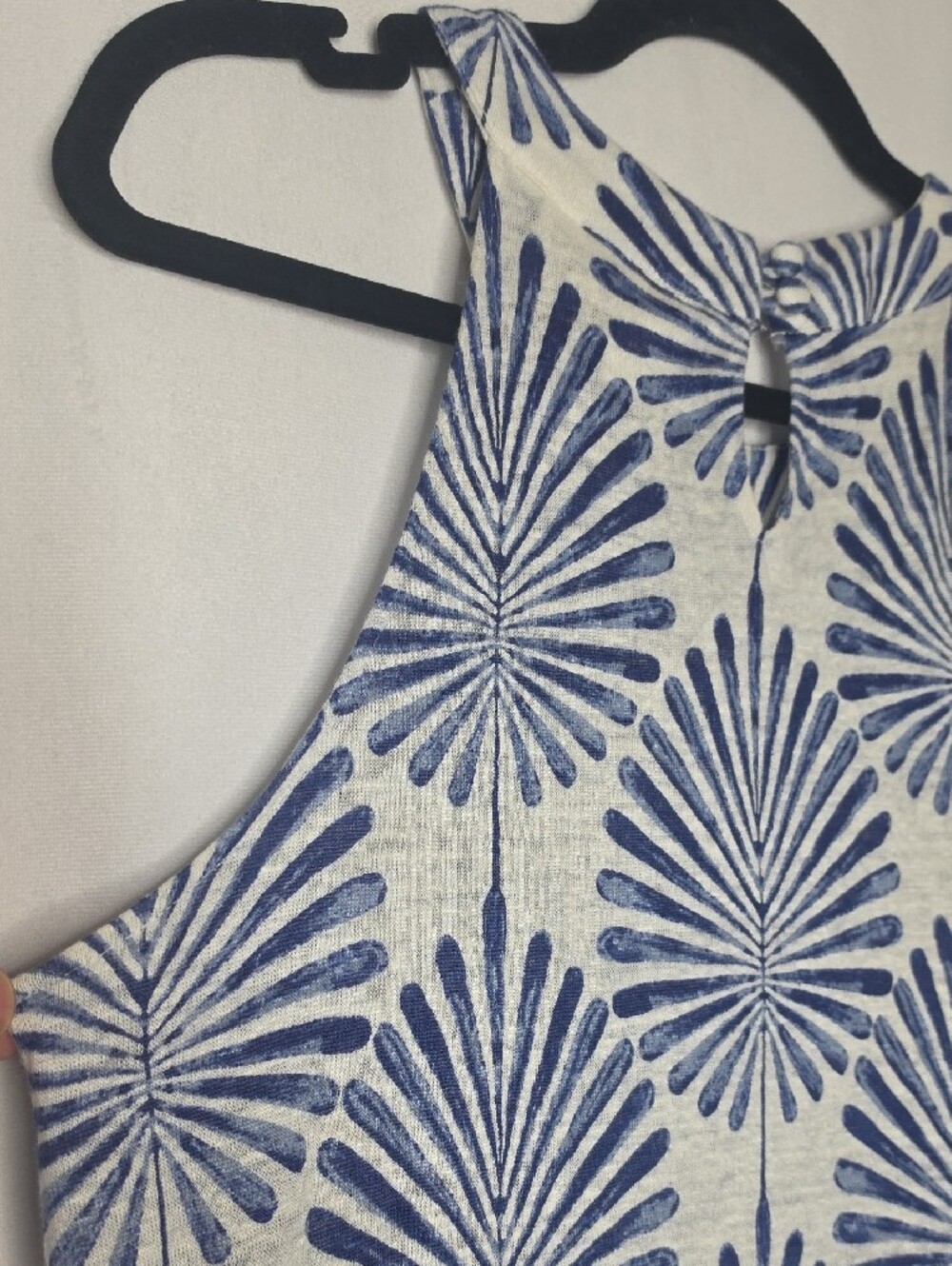 Joie 100% Linen Tropical Palm Print Tank Top Medium Blue White Resort - Picture 4 of 9